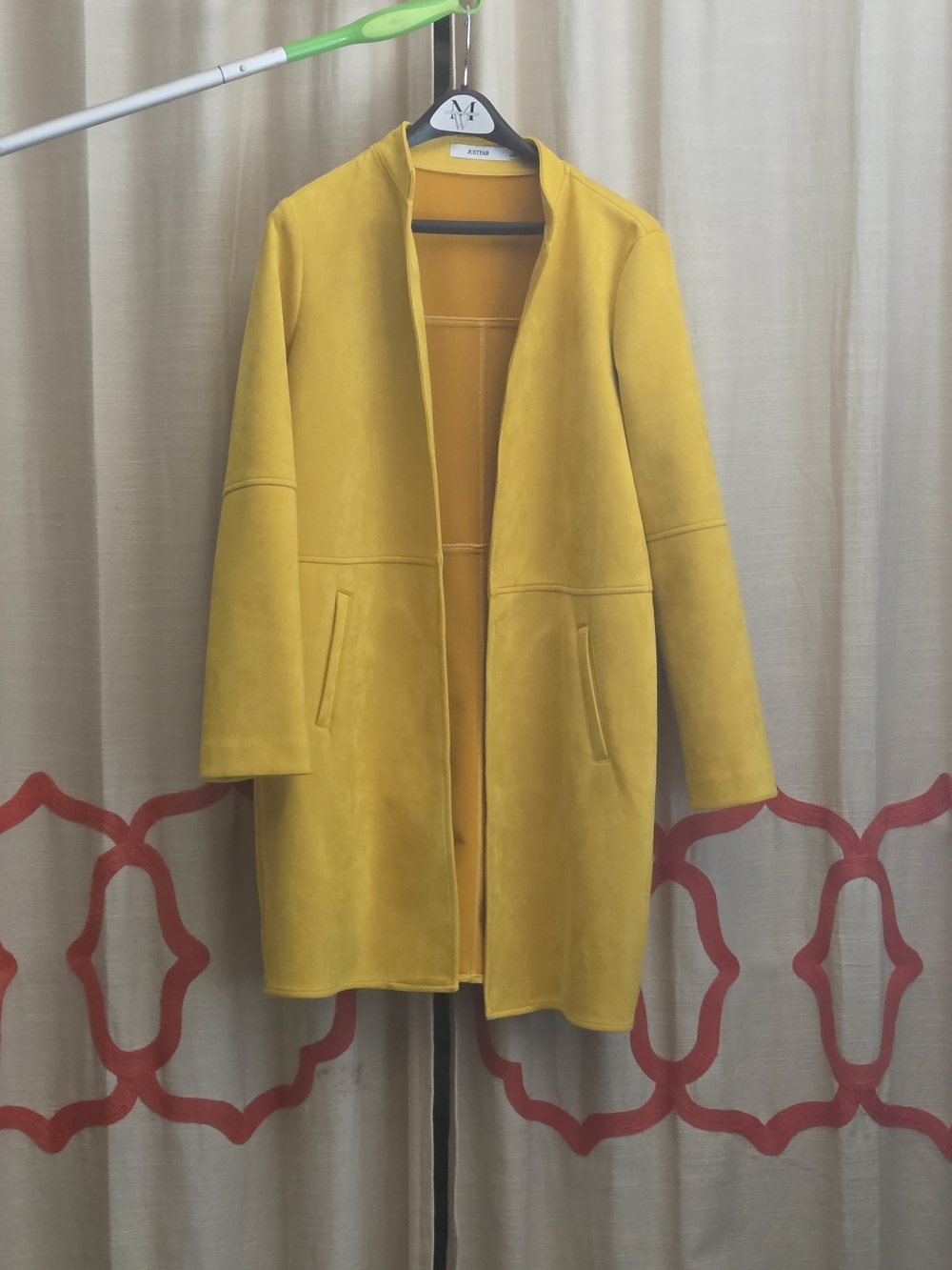 JUSTFAB Mustard Yellow Faux Suede Longline Duster Coat Size L